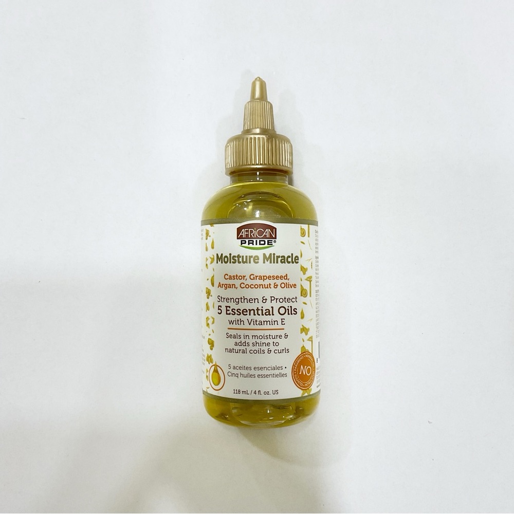 African Pride Moisture Miracle 5 Essential Hair Oils Vitamin E Infusion, 4oz.
